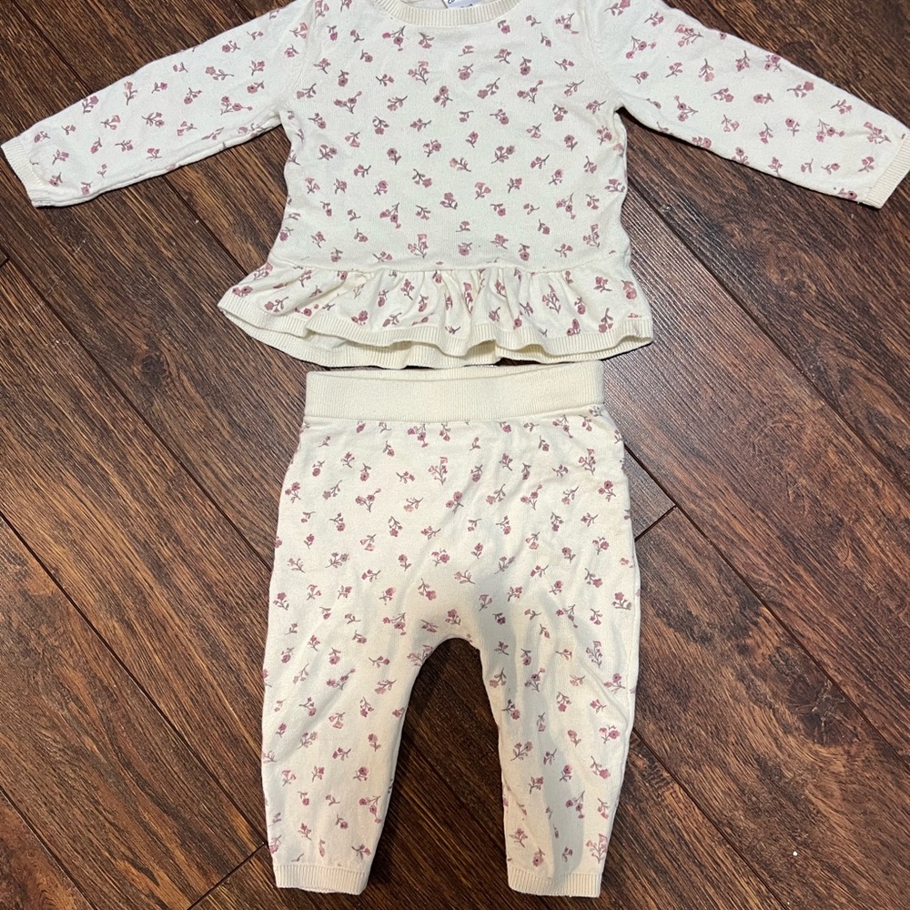 SOLD Carter's Cream and Pink Floral Kids Matching Set